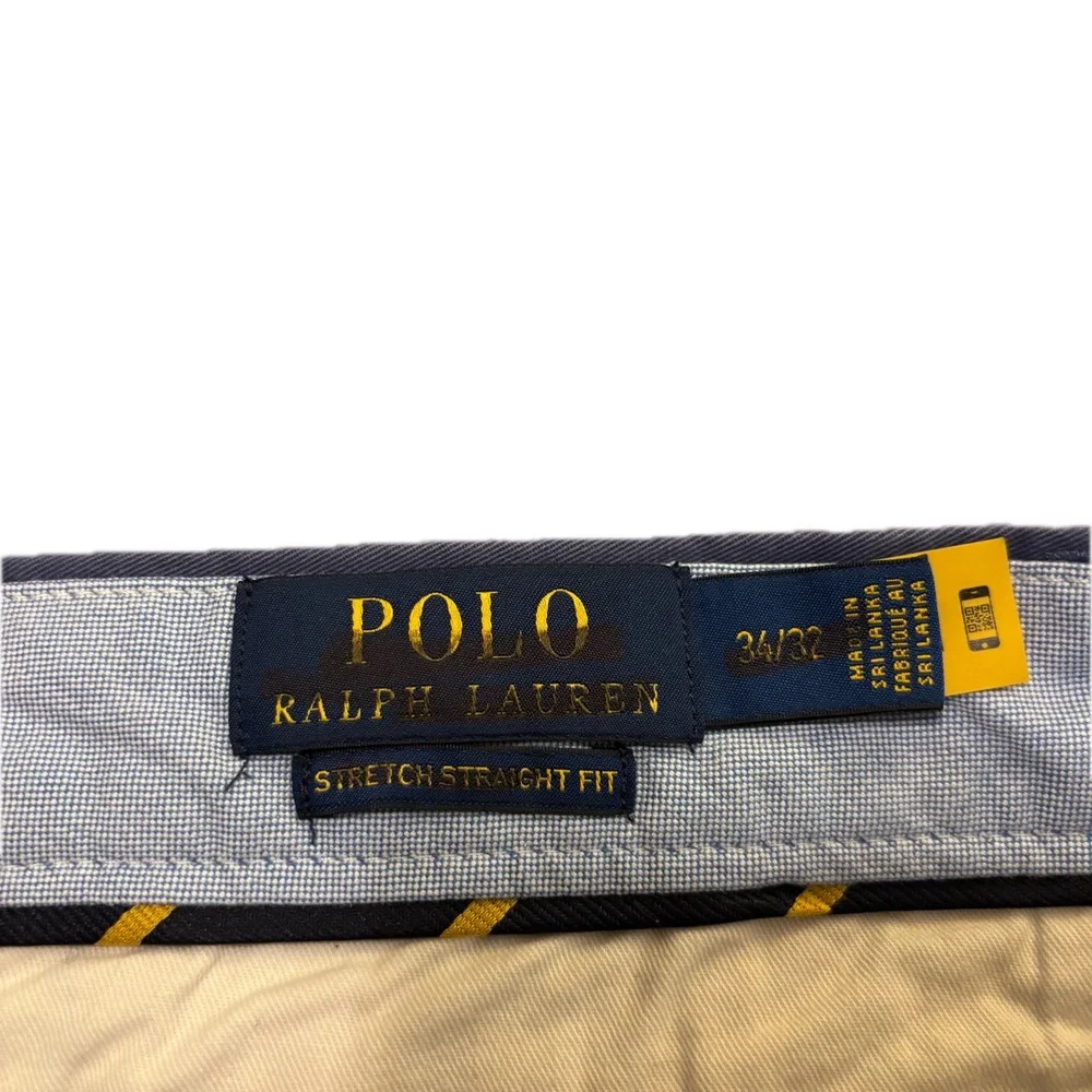 Polo Ralph Lauren Mens Navy Nautical Embroidered Stretch Straight Pant 34x32 NWT